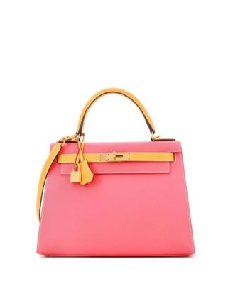 Kelly 28 Handbag Bicolor Epsom with Brushed Gold Hardware
