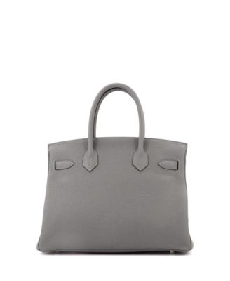Birkin 30 Handbag Grey Clemence with Palladium Hardware