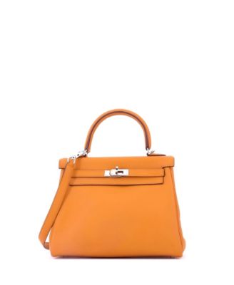 Kelly 25 Handbag Orange Swift with Palladium Hardware
