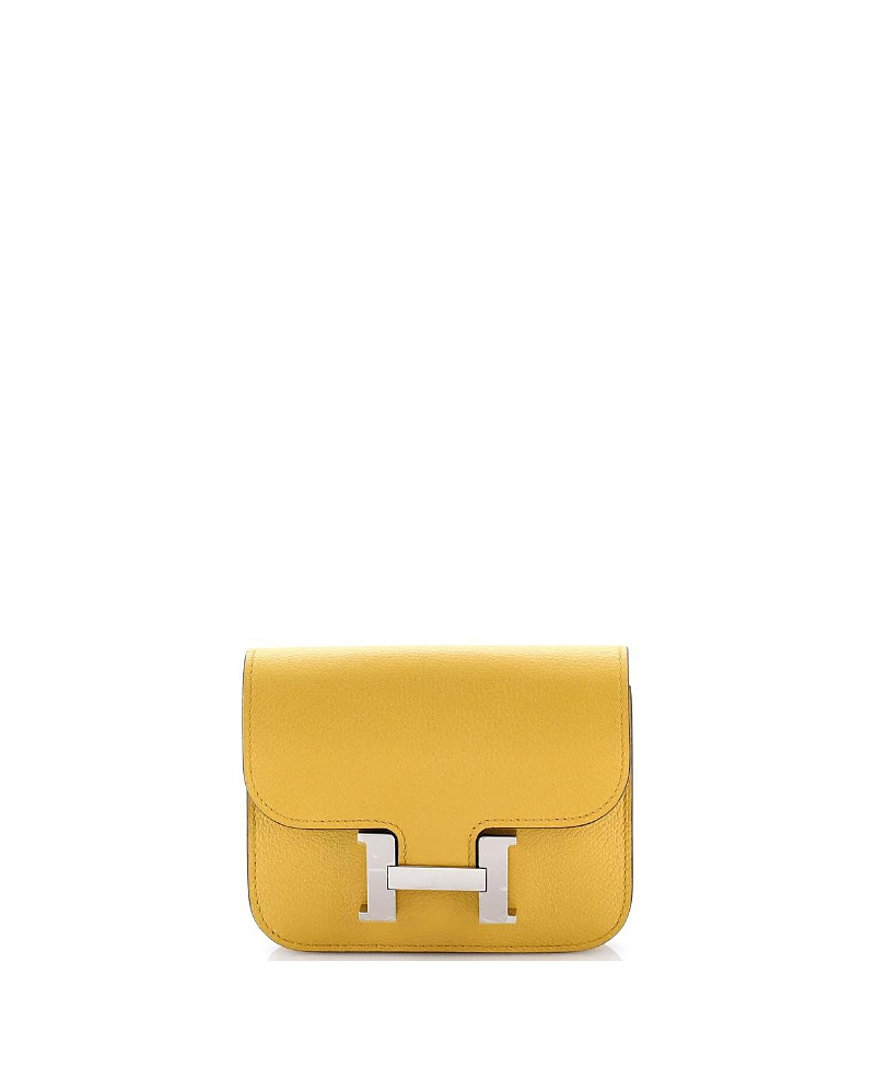 PRE-OWNED HERMES Pre-owned Hermes Constance Slim Wallet Evercolor In Yellow
