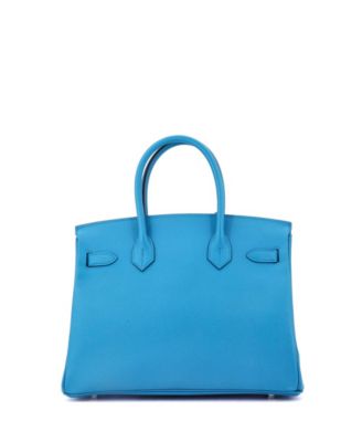 Birkin 30 Handbag Blue Epsom with Palladium Hardware