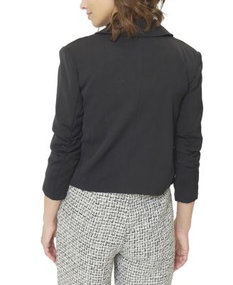 Women's Olive Cropped Scrunch Sleeve Blazer