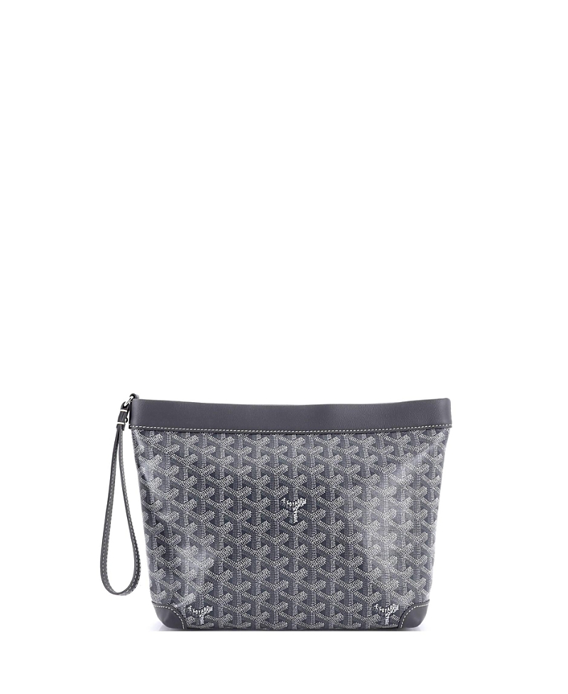 PRE-OWNED GOYARD Pre-owned Goyard Goyardine Conti Pouch Coated Canvas In Gray