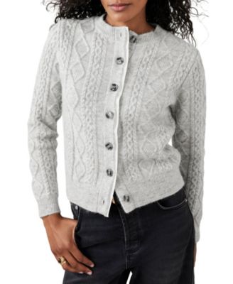 Women's Cable Knit Wool Blend Cardigan