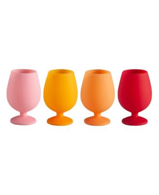 Porter Green Stemm Silicone Unbreakable Wine Glasses - Set Of 4 In Yellow