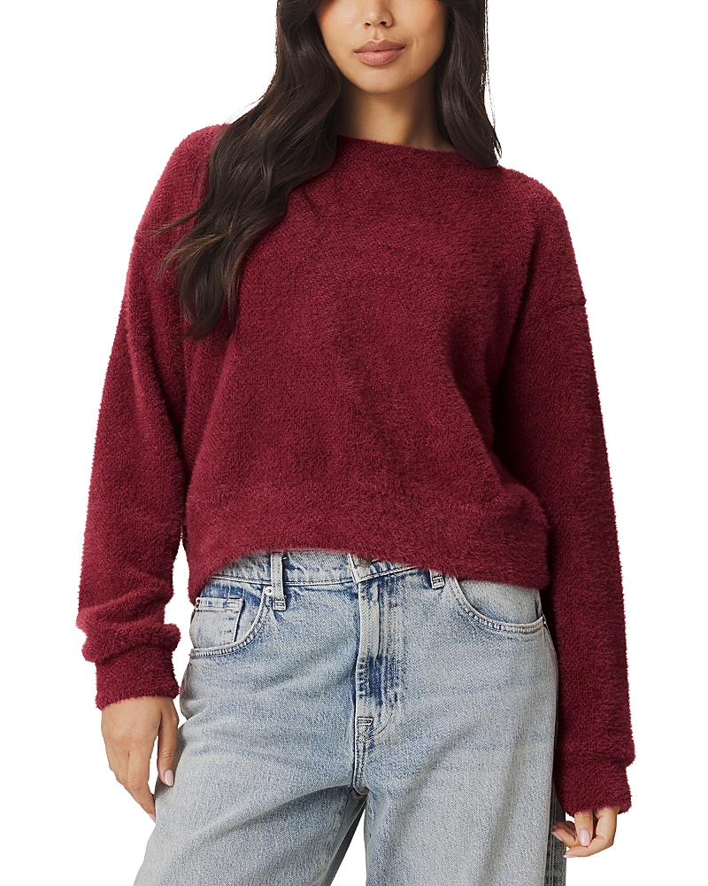 Splendid Fallon Fuzzy Crewneck Sweater In Burgundy