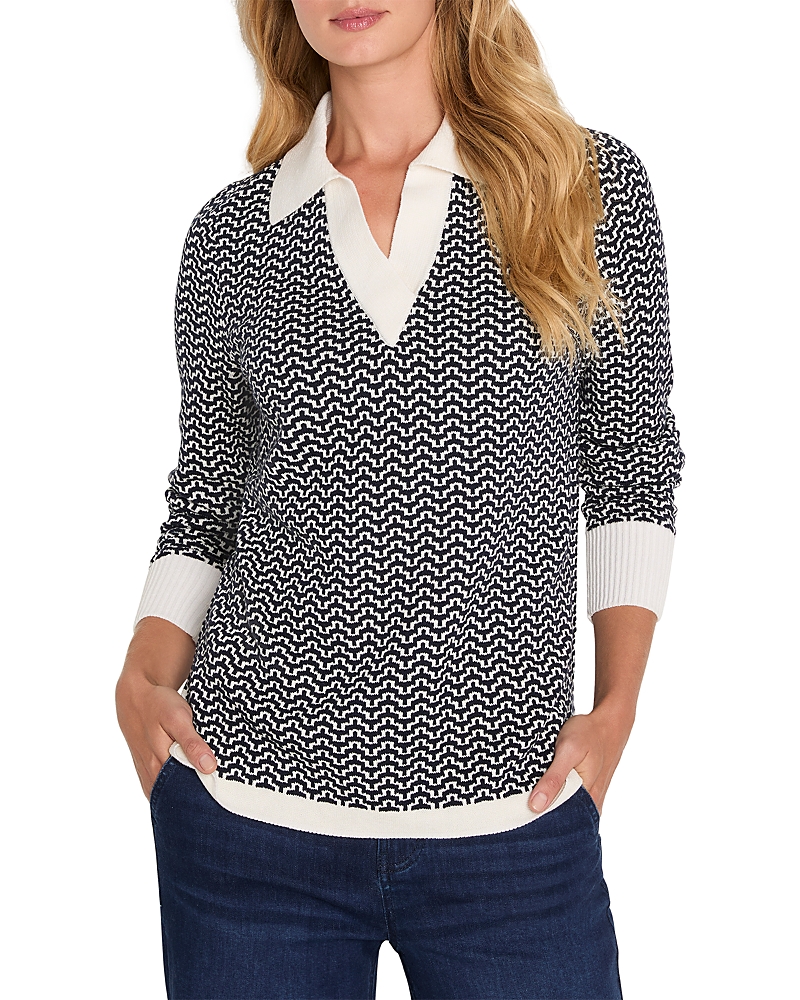 Nic + Zoe Nic+zoe Two Tone Jacquard Sweater In Multi