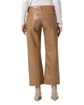 Faye Leather Vintage Straight Jeans in Pale Toffee