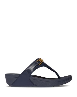Women's Lulu Square Chain Leather Toe Post Sandals