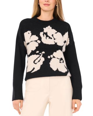 Flower Motif Crewneck Sweater