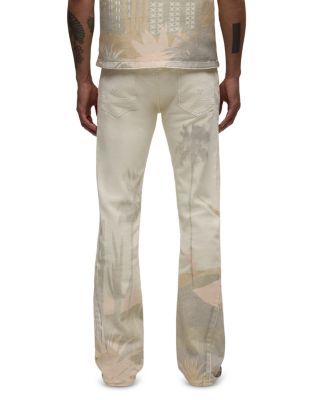 Walker Kick Flare Straight Fit Distressed Jeans in Natural Desert White