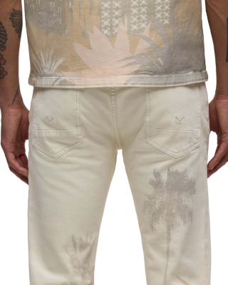 Walker Kick Flare Straight Fit Distressed Jeans in Natural Desert White