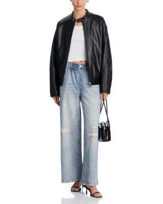 Mock Denim Wide Leg Pants