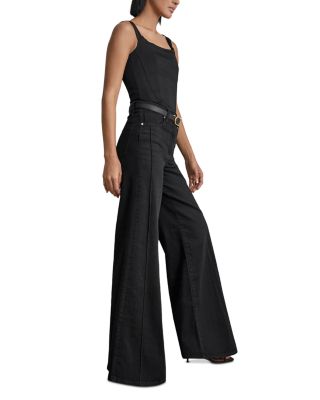 Petite Mid Rise Wide Leg Jeans in Black
