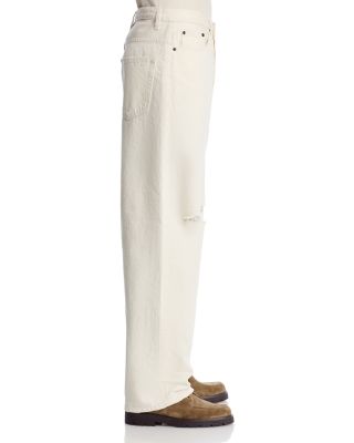 Baggy Fit Deconstructed Jeans in Off White