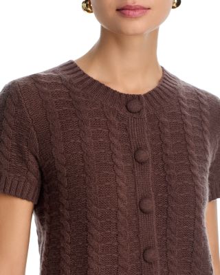 100% Cashmere Crewneck Cable Knit Cardigan Sweater - Exclusive