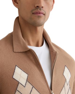 Zip Through Argyle Sweater