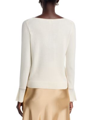 Ruffle Trim Bateau Neck Sweater