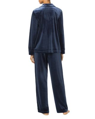 Velvet Long Sleeve Notch Collar Long Pants Pajama Set
