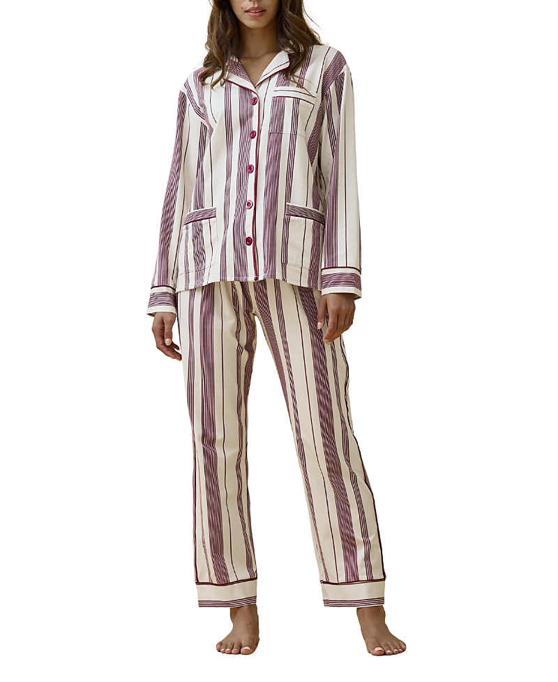 Kip. Luxe Stretch Cotton Pajama Set In Multi