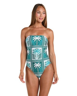 Patchwork Palms Bandeau One Piece