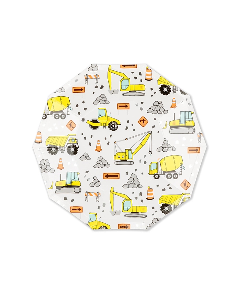 Jollity & Co Under Construction Small Paper Plates, Set Of 8 In Multi
