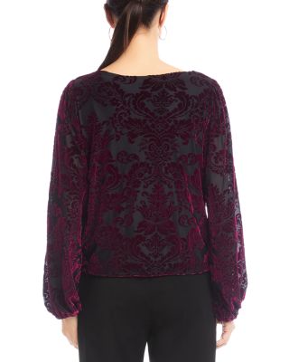 Blouson Sleeve Velvet Burnout Boatneck Top