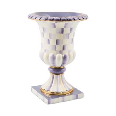 Violet Check Tabletop Pedestal Urn