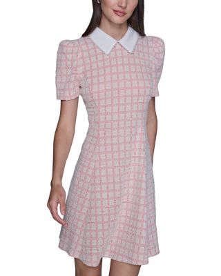 Short Puff Sleeve Tweed Dress