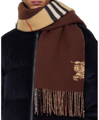 Wide Reversible Check Cashmere Scarf