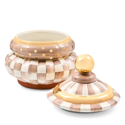 Mocha Check Ceramic Groovy Canister