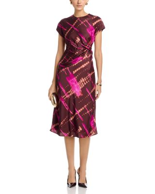 Avery Draped Printed Satin Dress