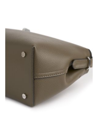 T-Lock Smooth Leather Convertible Top Handle Bag in Ash
