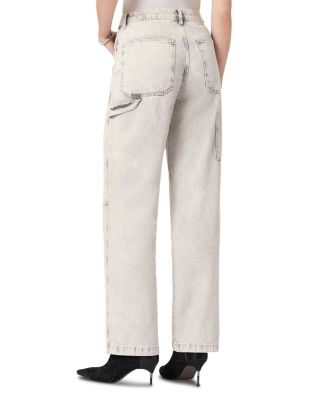 Mia Mid Rise Sparkle Carpenter Jeans in Snow Grey