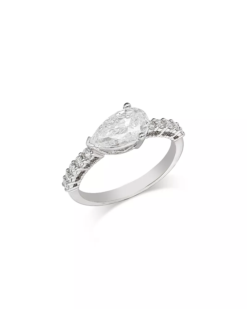 Bloomingdale's Fine Collection Luxe Collection Certified Lab Grown Diamond East West Pear Ring in 18K Gold, 1.50 tcw