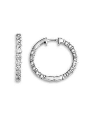 Diamond Inside Out Hoop Earrings in 14K White Gold, 2.0 tcw