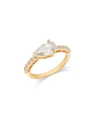 Luxe Collection Certified Lab Grown Diamond East West Pear Ring in 18K Gold, 1.50 tcw