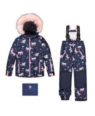  Girls' Two-Piece Unicorn Play Snowsuit - Big Kid