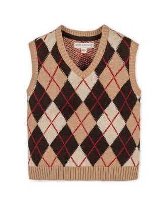 Boys' Organic V-Neck Argyle Sweater Vest - Little Kid, Big Kid