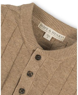 Boys' Organic Long Sleeve Henley Pullover Sweater with Elbow Patches - Little Kid, Big Kid