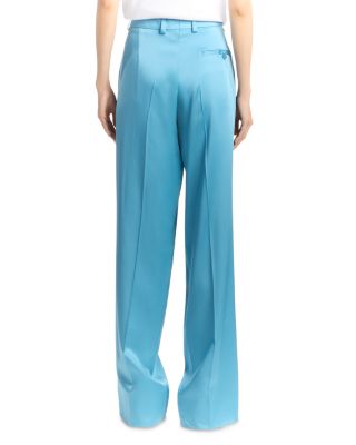 Satin Dropped Waist Straight Wide Leg Pants