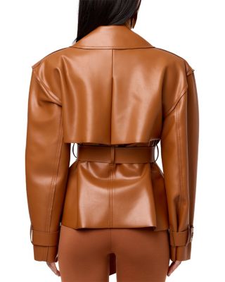 Leather Cropped Trench Jacket