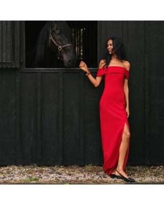 Crepe Off The Shoulder Gown