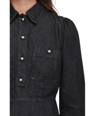 Women's Denim Midi Shirt Dress