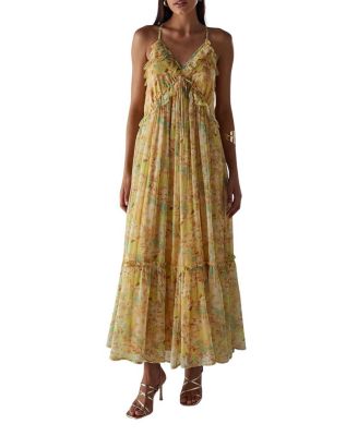 Chiffon Ruffle Strappy Floaty Maxi Dress