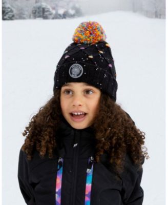 Girls' Lined Knit Pompom Hat with Little Sequins - Little Kid, Big Kid