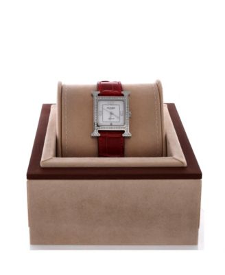 Heure H Automatic Watch in Stainless Steel and Alligator with Diamond Bezel 26mm