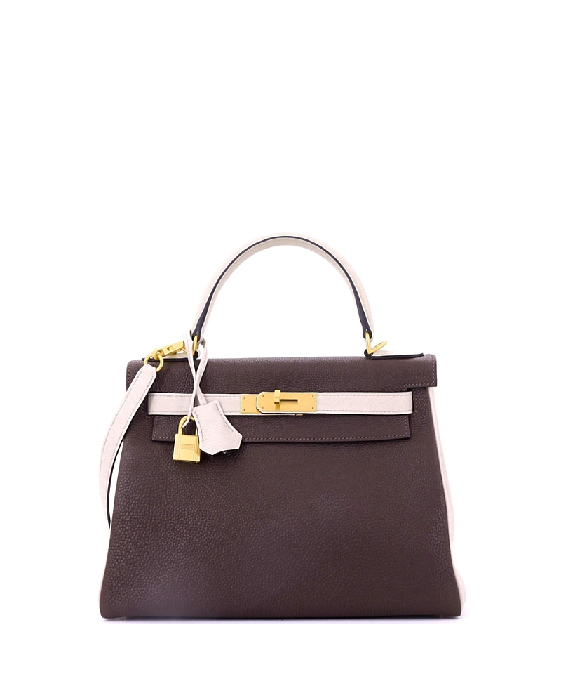Pre-owned Pre-owned Hermes Hermes Kelly 28 Handbag Bicolor Togo With Brushed Gold Hardware