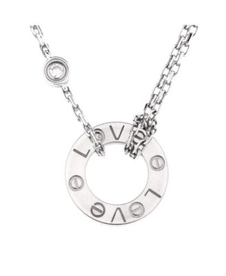  2 Diamonds Love Pendant Necklace 18K White Gold with Diamonds, 14.75 - 16"