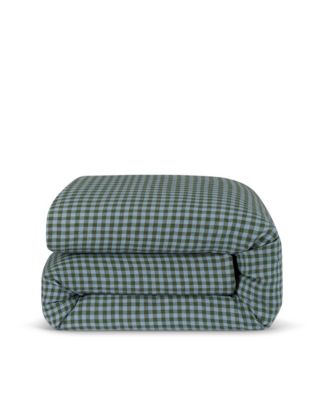 Colour Drenched Gingham Linen Blend Duvet Cover, Twin